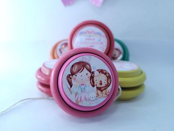 Ioiô Personalizado Circo Rosa Aquarela Menina