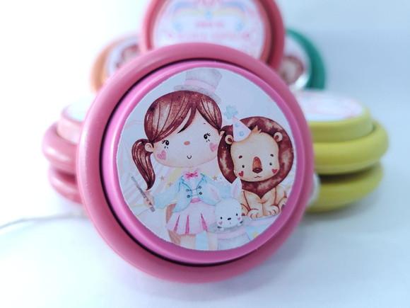 Ioiô Personalizado Circo Rosa Aquarela Menina