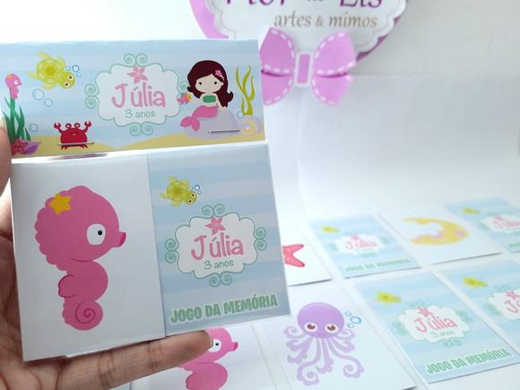 Jogo da Memória Fundo do Mar Sereia Personalizado