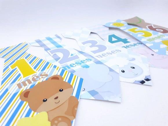 Kit Adesivos 12 Meses do Bebê Animais Gravatinha
