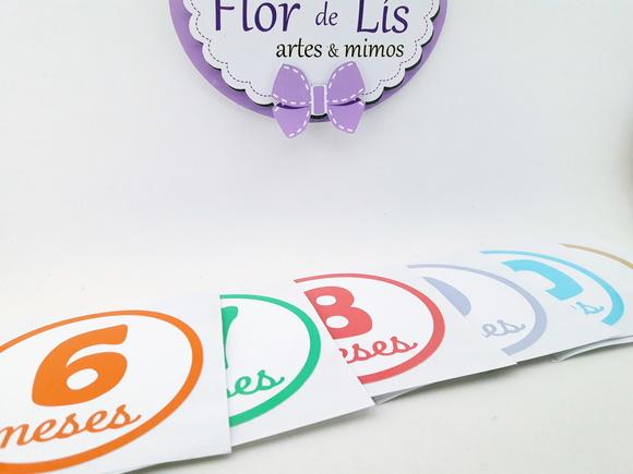 Kit Adesivos para Body 12 Meses do bebê Cores