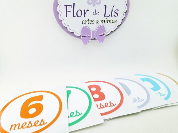 Kit Adesivos para Body 12 Meses do bebê Cores