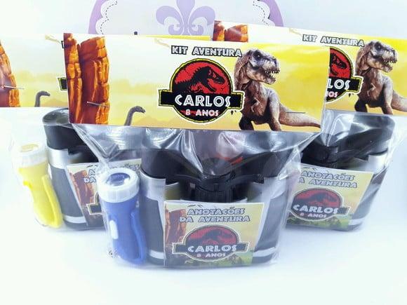 Kit Aventura Dinossauro com Binóculos e Lanterna- 3 Itens