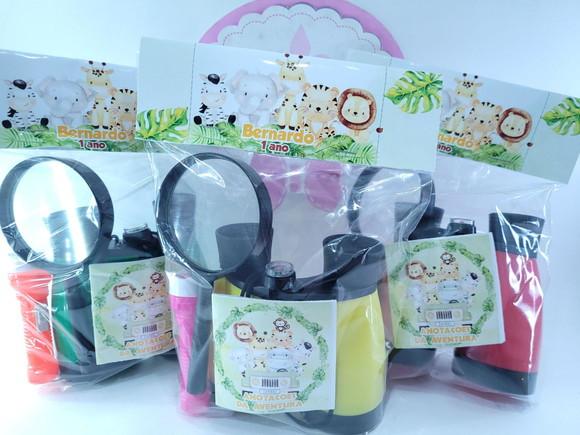 Kit Binóculos Lupa e Lanterna Festa Safari Aquarela Aventura