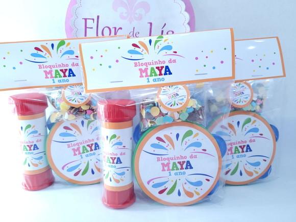 Kit Bloquinho de Carnaval Pandeiro Pequeno Bolha e Confetes