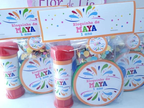 Kit Bloquinho de Carnaval Pandeiro Pequeno Bolha e Confetes