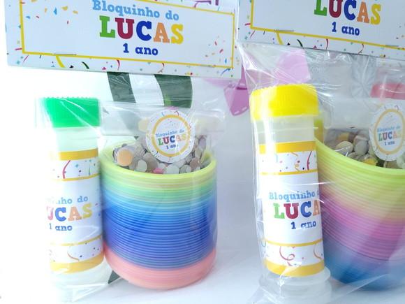 Kit Bloquinho Pular Carnaval com Mola Máscara Confete Bolha