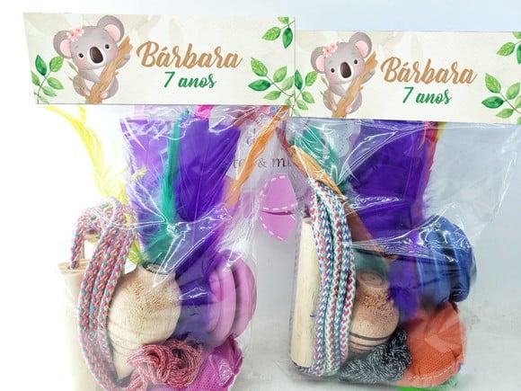 Kit Brinquedos Coala Aquarela Peteca Corda Ioiô e Pião