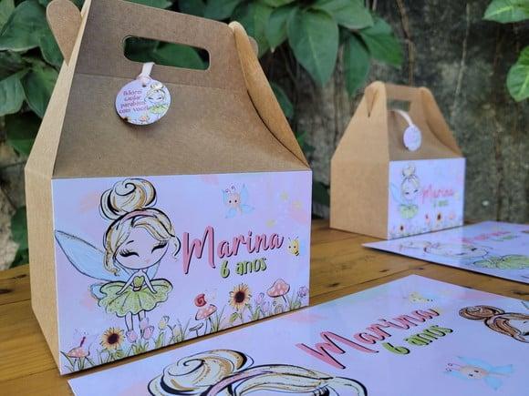 Kit Caixa Maleta Lanche com Jogo Americano Jardim das Fadas