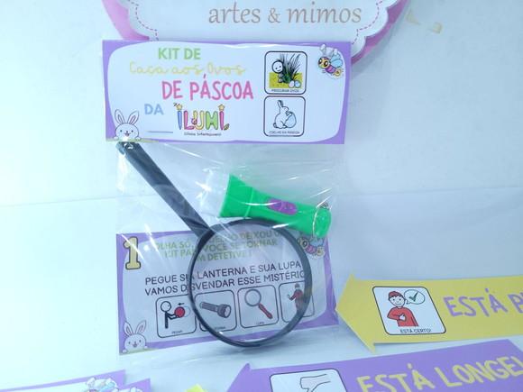 Kit Caça aos Ovos de Páscoa Inclusivo com Lupa e Lanterna