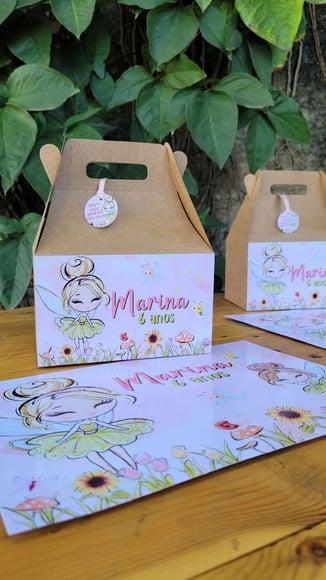 Kit Caixa Maleta Lanche com Jogo Americano Jardim das Fadas