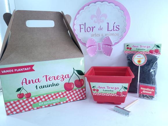Kit Cerejinha Vamos Plantar na Maleta Lembrancinha Cereja