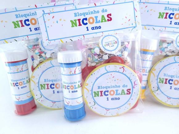 Kit de Carnaval Pandeiro Pequeno Bolha e Confete Bloquinhos