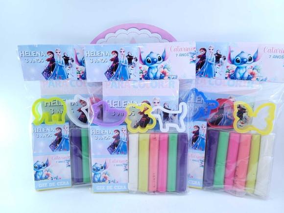 Kit de Colorir com Massinha Dois Temas Stitch e Frozen