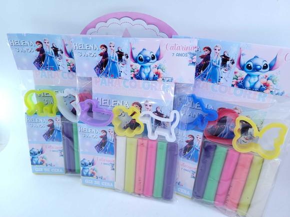 Kit de Colorir com Massinha Dois Temas Stitch e Frozen