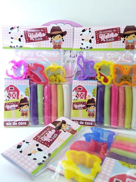 Kit de Colorir com Massinha Lembrancinha Fazendinha Rosa