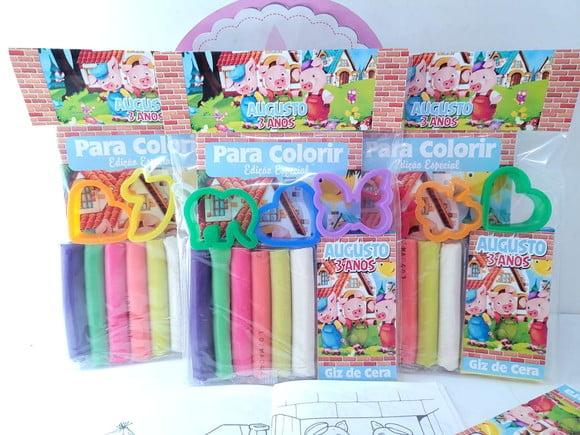 Kit de Colorir com Massinha os Três Porquinhos Lembrancinha