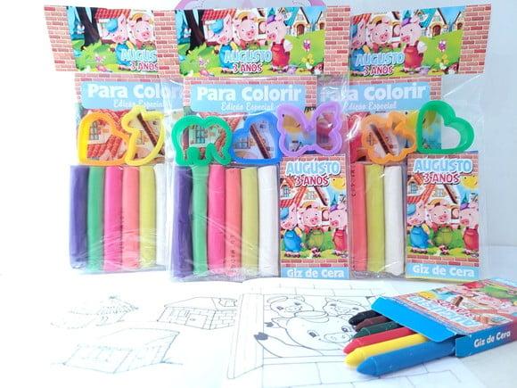 Kit de Colorir com Massinha os Três Porquinhos Lembrancinha
