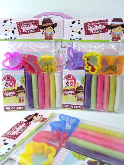 Kit de Colorir com Massinha Lembrancinha Fazendinha Rosa