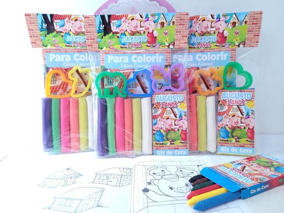 Kit de Colorir com Massinha os Três Porquinhos Lembrancinha
