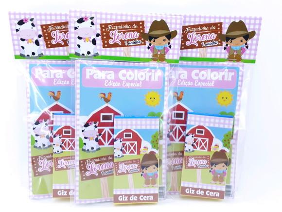 Kit de Colorir Fazendinha Menina Lembrancinha Fazenda
