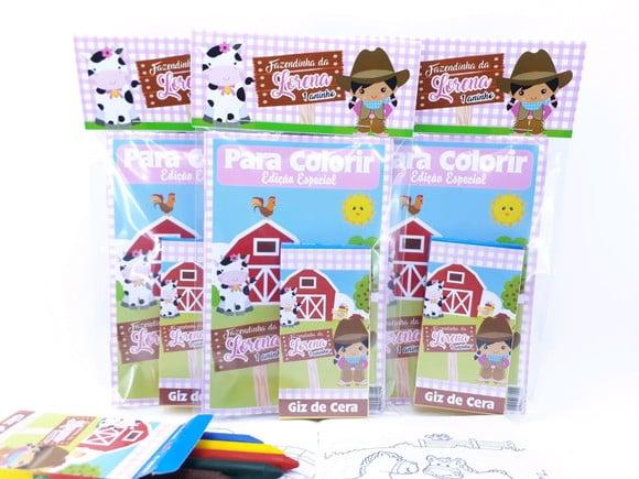 Kit de Colorir Fazendinha Menina Lembrancinha Fazenda