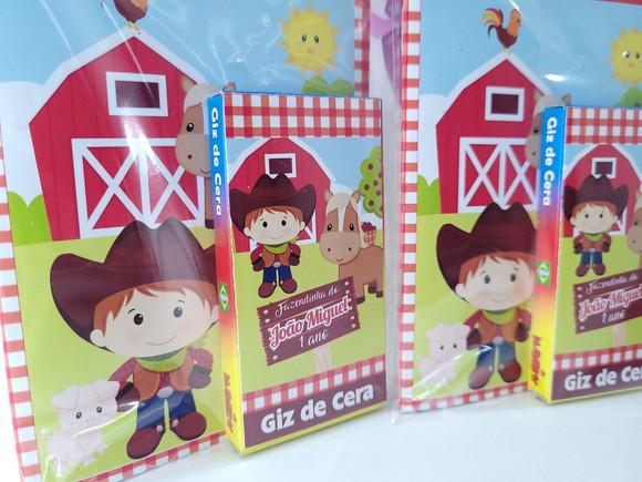 Kit de Colorir Fazendinha Menino Revistinha com Giz de Cera