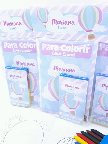Kit de Colorir Giz Balão Rosa Menina