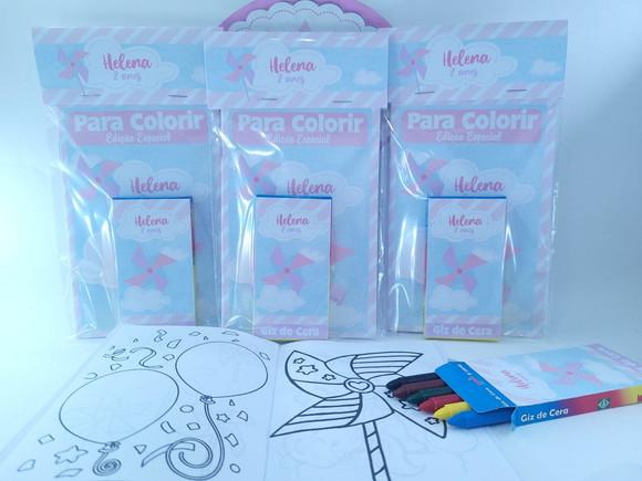 Kit de Colorir Giz e Revista Catavento Rosa e Lilás Menina