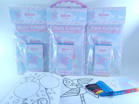 Kit de Colorir Giz e Revista Catavento Rosa e Lilás Menina