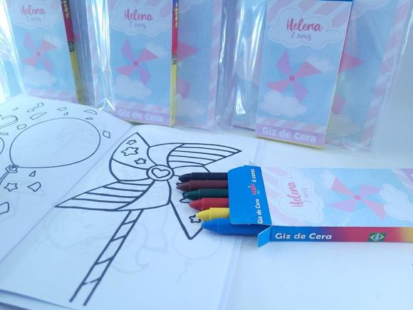 Kit de Colorir Giz e Revista Catavento Rosa e Lilás Menina