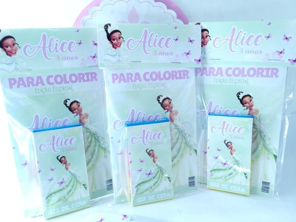 Kit de Colorir Personalizado Princesa e o Sapo com Giz