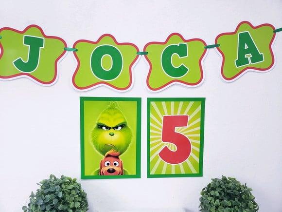 Kit de Parede Festa em Casa Grinch com Bandeirola