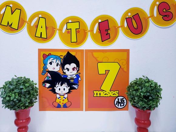 Kit de Parede Mesversário Dragon Ball Baby com Bandeirola