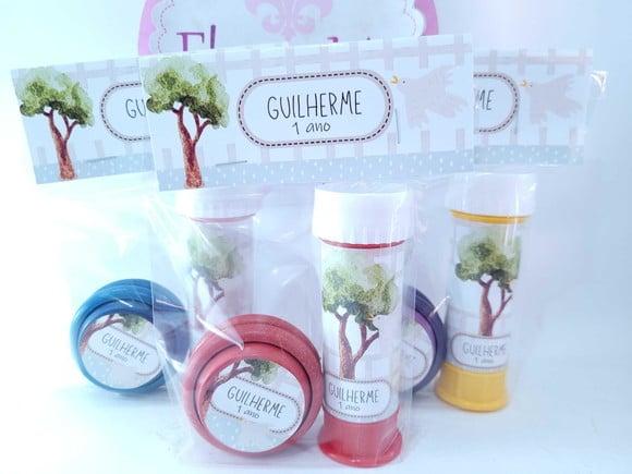Kit Diversão Bolha Ioiô Bosque Aquarela Menino Lembrancinha