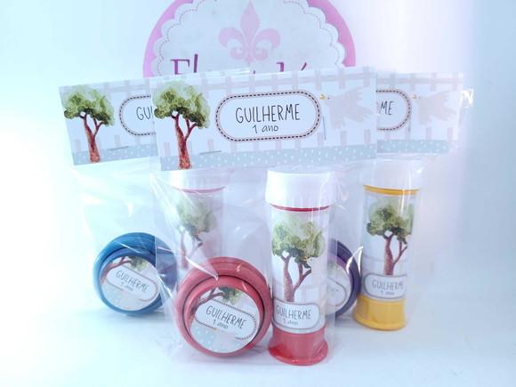 Kit Diversão Bolha Ioiô Bosque Aquarela Menino Lembrancinha