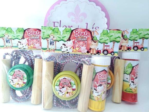 Kit Diversão Fazendinha Aquarela Menino Corda e Bolha
