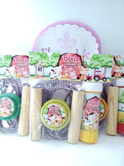 Kit Diversão Fazendinha Aquarela Menino Corda e Bolha