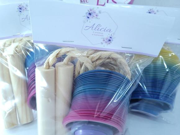 Kit Diversão Floral Lilás Mola Ioiô e Corda Batizado