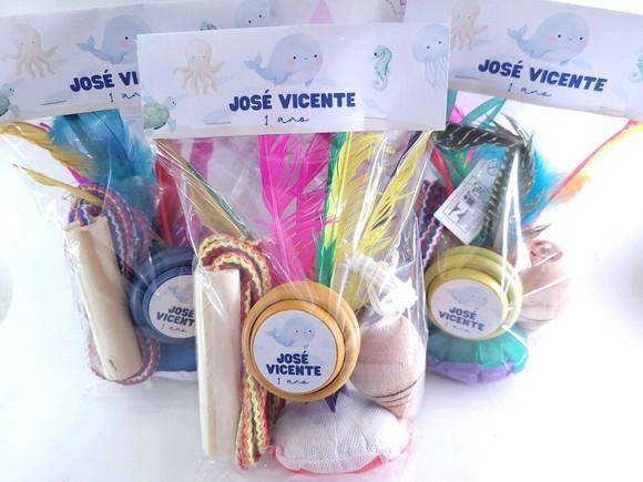 Kit Diversão Fundo do Mar Brinquedos Peteca Corda Ioiô Pião