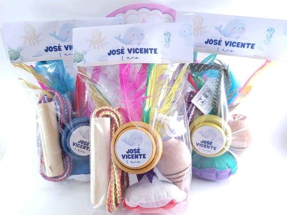 Kit Diversão Fundo do Mar Brinquedos Peteca Corda Ioiô Pião