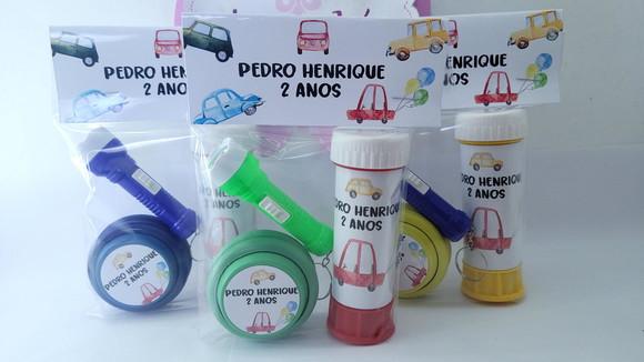 Kit Diversão Lembrancinha Carrinho com Ioiô e Bolha