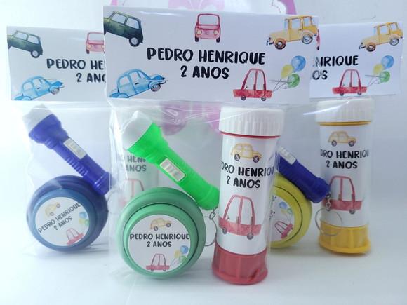 Kit Diversão Lembrancinha Carrinho com Ioiô e Bolha
