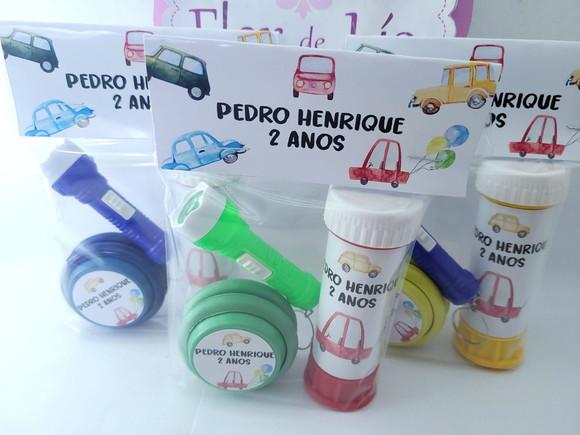 Kit Diversão Lembrancinha Carrinho com Ioiô e Bolha