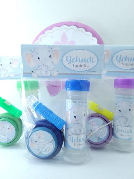 Kit Diversão Lembrancinha Elefantinho Aquar com Ioiô e Bolha