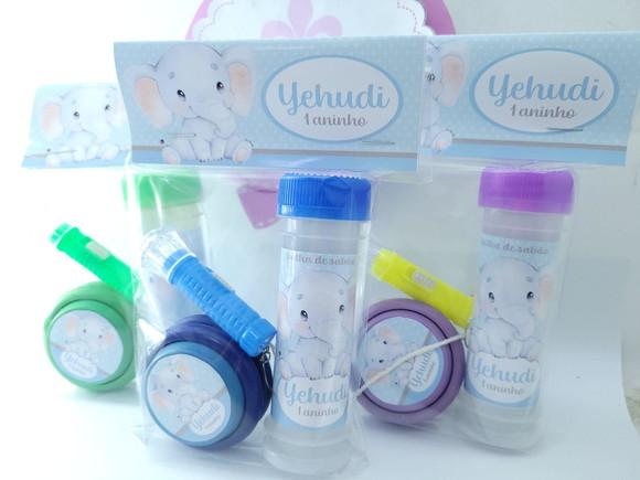 Kit Diversão Lembrancinha Elefantinho Aquar com Ioiô e Bolha