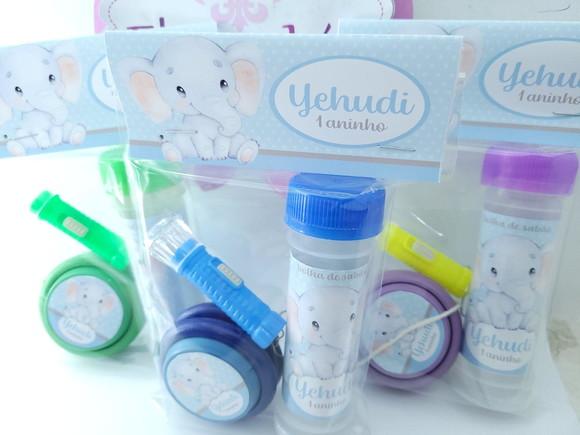 Kit Diversão Lembrancinha Elefantinho Aquar com Ioiô e Bolha