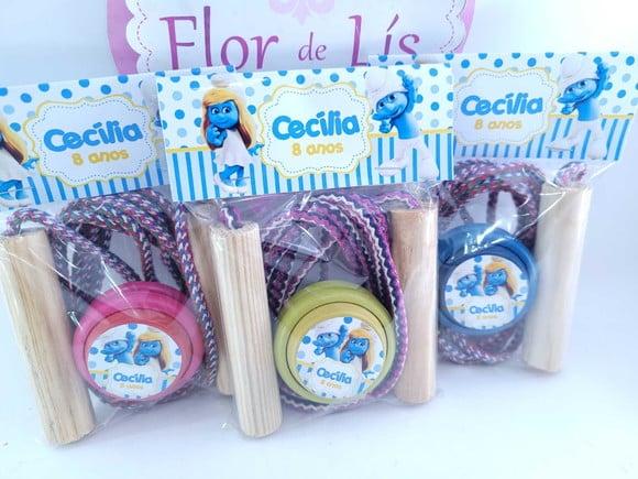 Kit Diversão Lembrancinha os Smurfs Corda Ioiô Lembrancinha