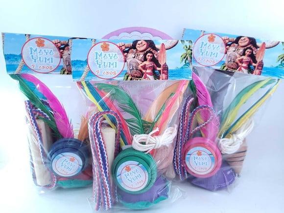 Kit Diversão Moana Corda Peteca Ioio Pião Lembrancinha