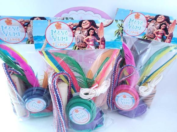 Kit Diversão Moana Corda Peteca Ioio Pião Lembrancinha
